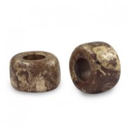 DQ Greek Ceramic beads 9mm Gold spot - Dark brown